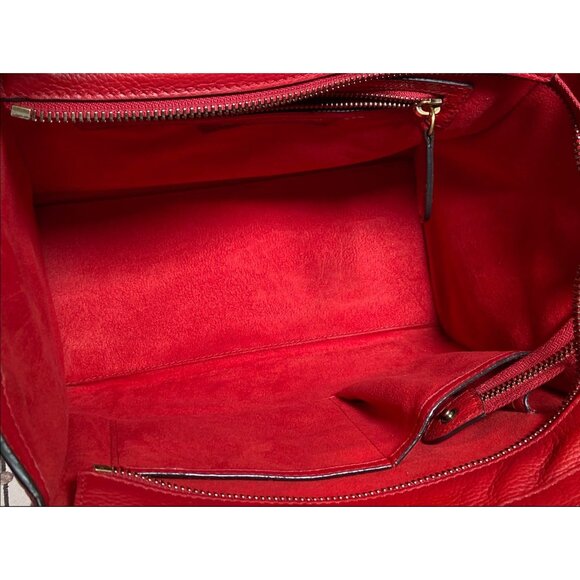 Céline Mini Luggage Tote Red Drummed Calfskin Leather Bag Italy MSRP $3,100 - Picture 6 of 12